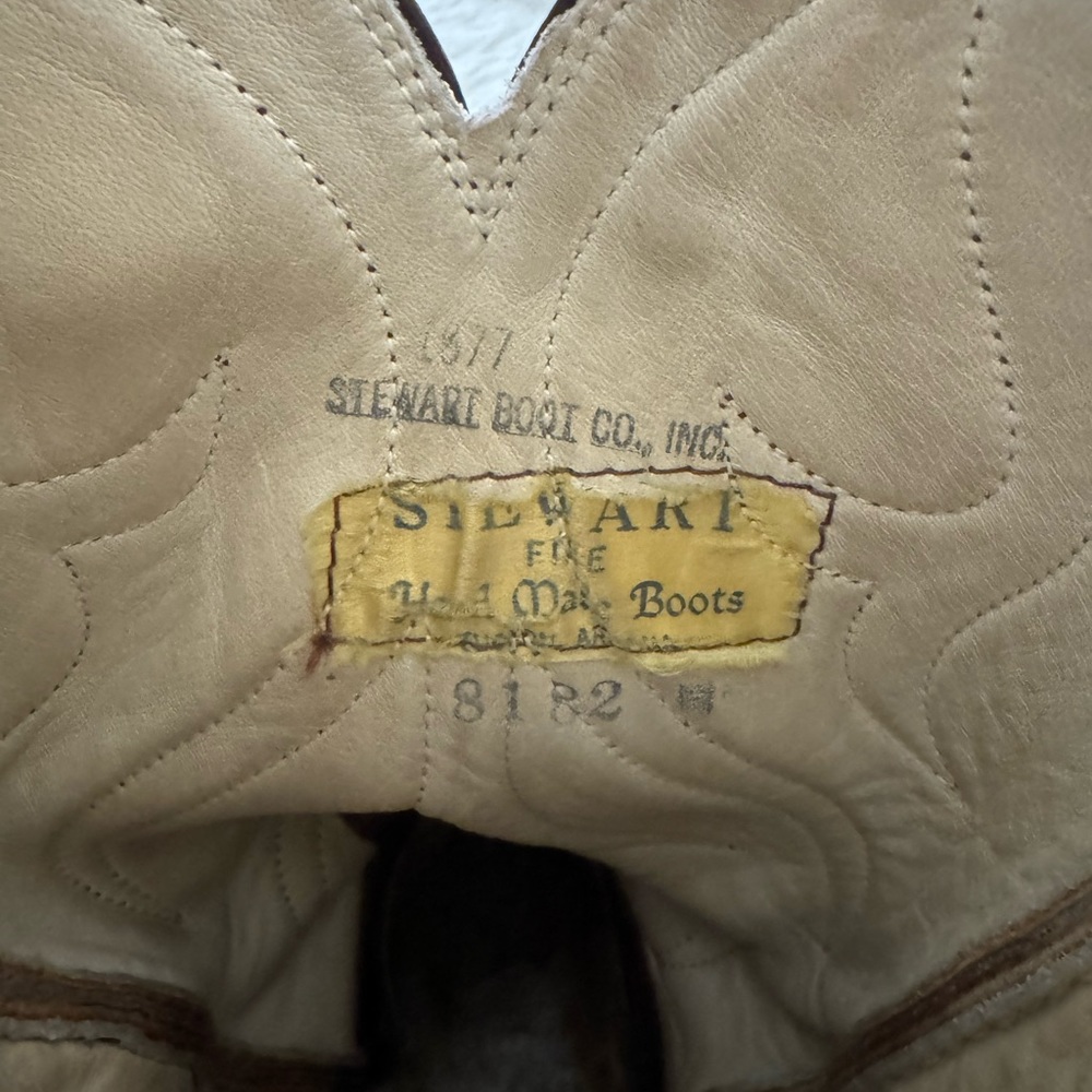 1977 Stewart Boot Inc Authentic Leather Cowboy Boots - Picture 8 of 10